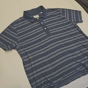Billy Reid Navy/Grey Striped Polo Size XL